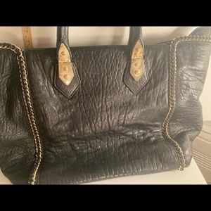 Henri Bendel large leather tote w/ brass hardware